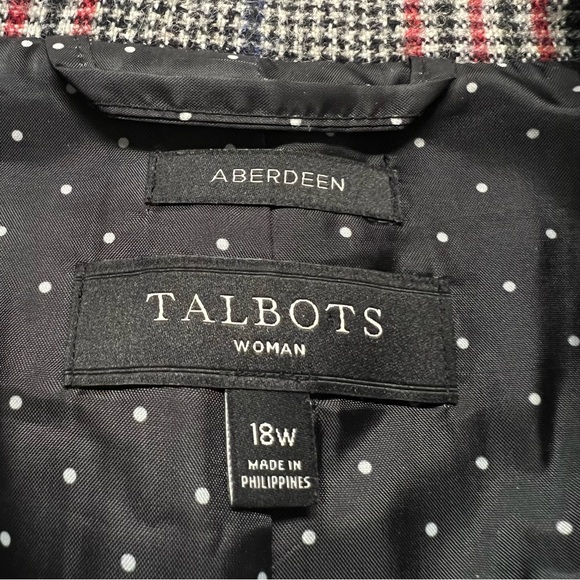 Talbots Womens Shetland Wool Blend Plaid Blazer Size 18W Office Mature Preppy - Picture 10 of 11